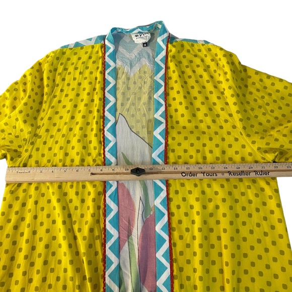 Vera for Anthropologie Bouquet Kimono Robe Open Front Cover Up One Size - Picture 3 of 12